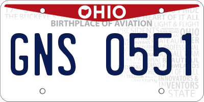 OH license plate GNS0551