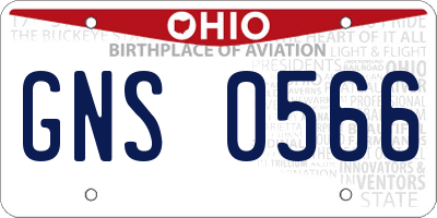 OH license plate GNS0566