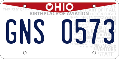 OH license plate GNS0573