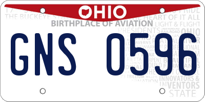 OH license plate GNS0596