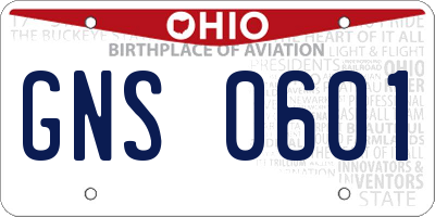 OH license plate GNS0601