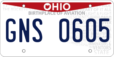 OH license plate GNS0605
