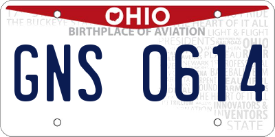 OH license plate GNS0614