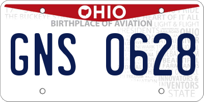 OH license plate GNS0628