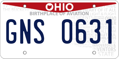 OH license plate GNS0631