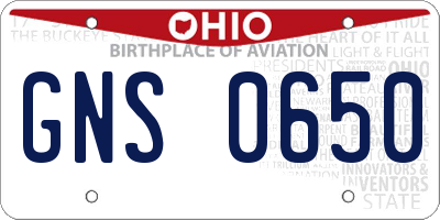 OH license plate GNS0650