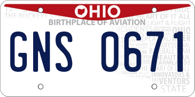 OH license plate GNS0671