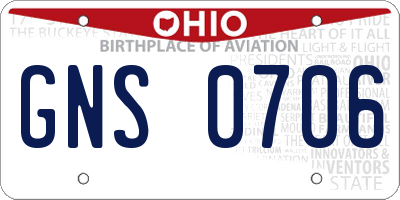 OH license plate GNS0706