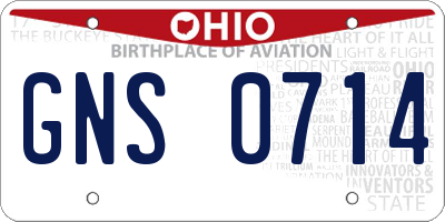 OH license plate GNS0714