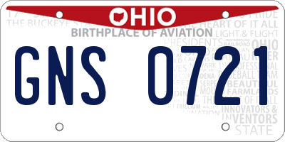OH license plate GNS0721