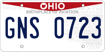 OH license plate GNS0723