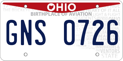OH license plate GNS0726