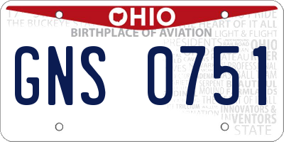 OH license plate GNS0751