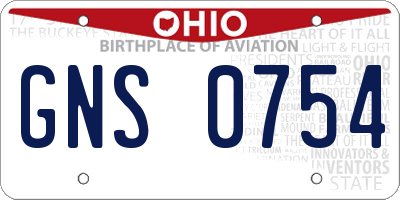 OH license plate GNS0754