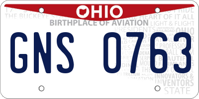 OH license plate GNS0763