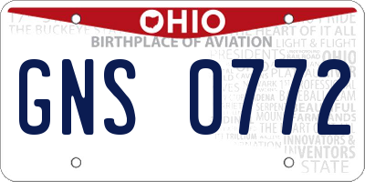 OH license plate GNS0772