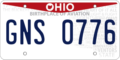 OH license plate GNS0776