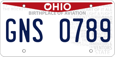 OH license plate GNS0789