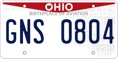 OH license plate GNS0804