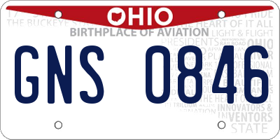 OH license plate GNS0846