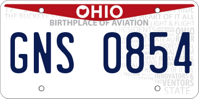 OH license plate GNS0854