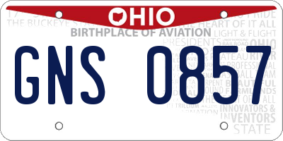 OH license plate GNS0857