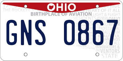 OH license plate GNS0867