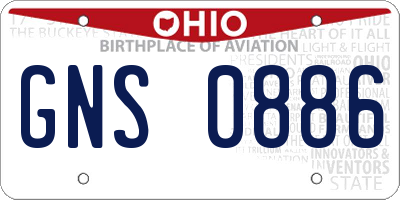 OH license plate GNS0886