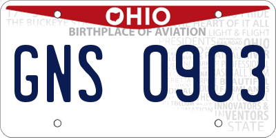 OH license plate GNS0903