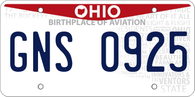 OH license plate GNS0925