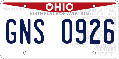 OH license plate GNS0926