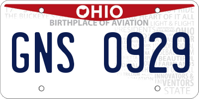 OH license plate GNS0929