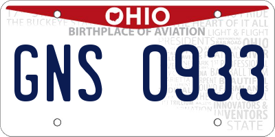 OH license plate GNS0933
