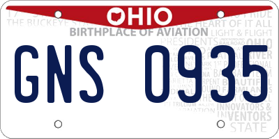 OH license plate GNS0935
