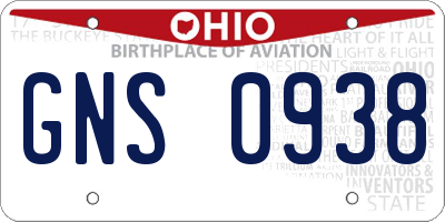 OH license plate GNS0938