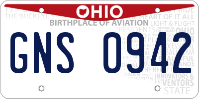 OH license plate GNS0942
