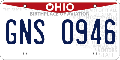 OH license plate GNS0946