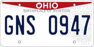 OH license plate GNS0947