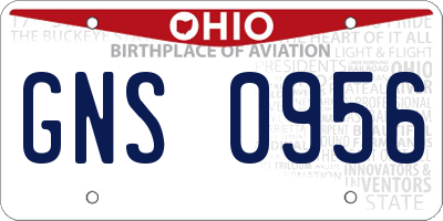 OH license plate GNS0956