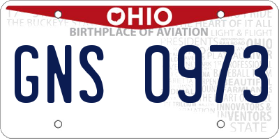 OH license plate GNS0973
