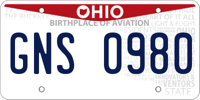 OH license plate GNS0980