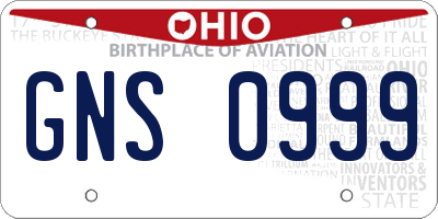 OH license plate GNS0999