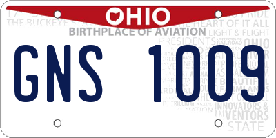 OH license plate GNS1009