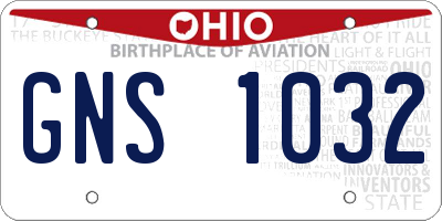 OH license plate GNS1032