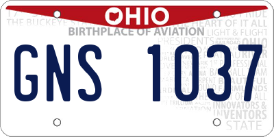 OH license plate GNS1037