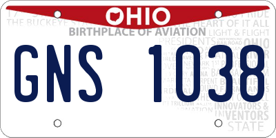 OH license plate GNS1038