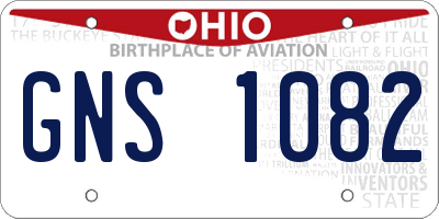 OH license plate GNS1082