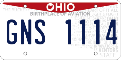 OH license plate GNS1114