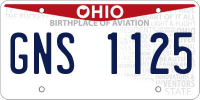 OH license plate GNS1125