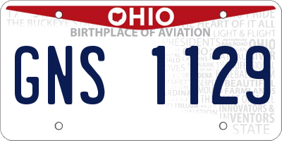 OH license plate GNS1129